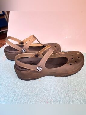 CROCS translucent Brown Mary Jane Slingback Clogs